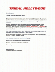 Letter from Tribal Hollywood